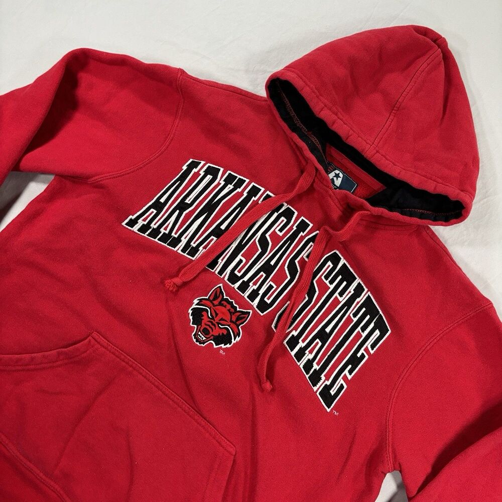 Vintage Arkansas State Red Wolves Black Red Hoodie Sweatshirt Men's Size M